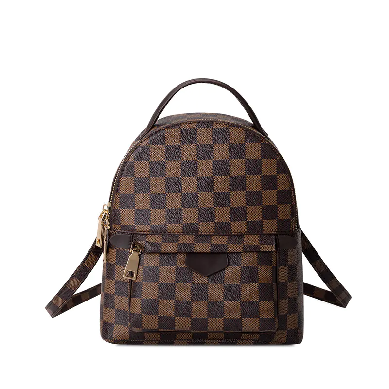 Fashionable Waterproof PU Plaid Backpack for Women - Image 5
