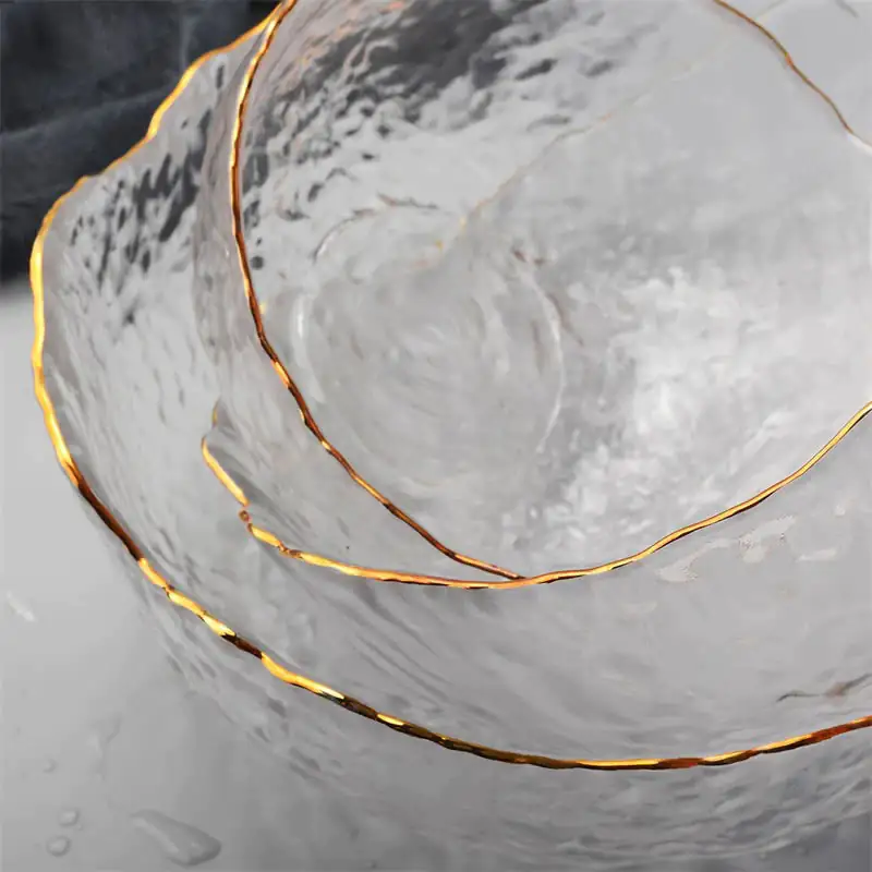 Gold Inlay Glass Serving Bowl - Image 2