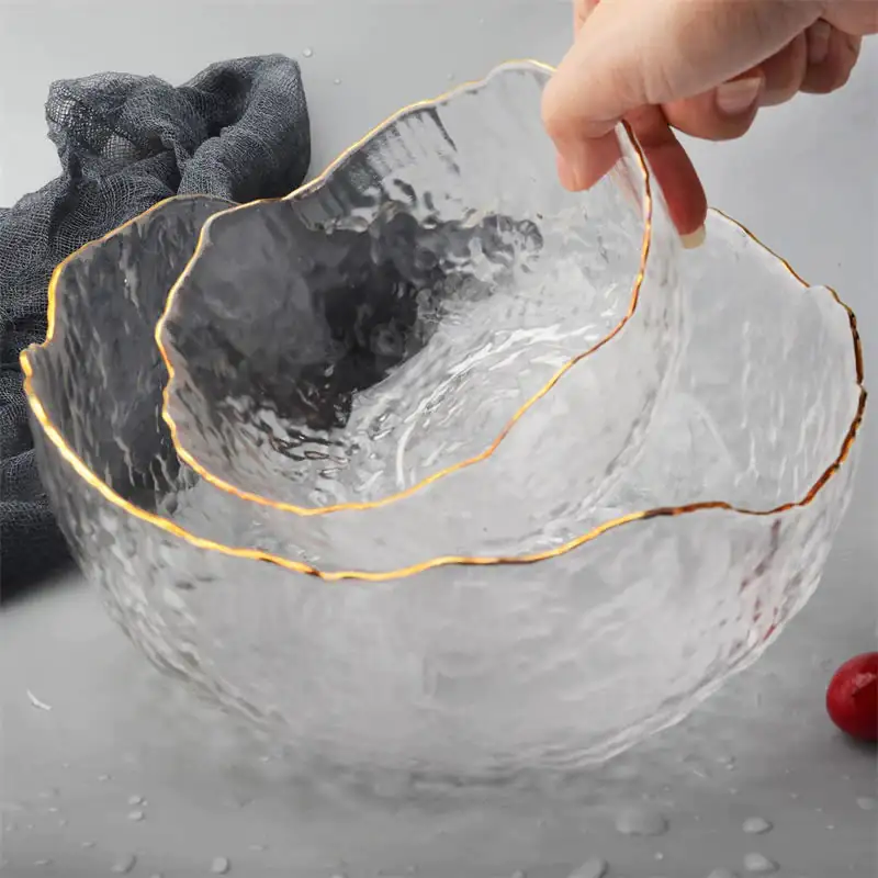 Gold Inlay Glass Serving Bowl - Image 3