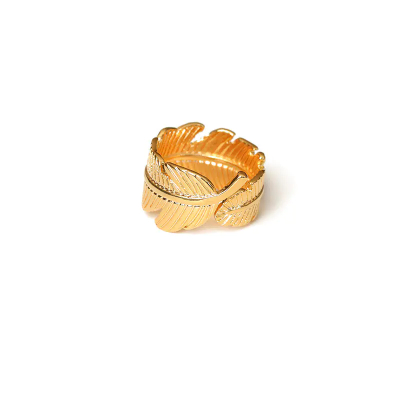 Gold-Plated Leaf Feather Ring by Takahashi Goro - Image 4