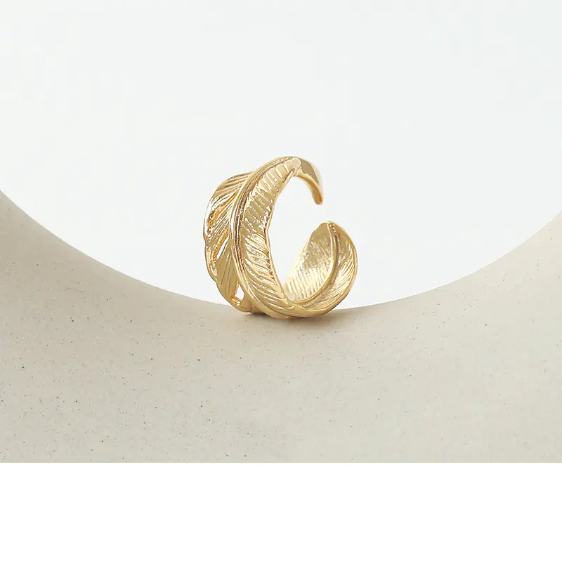Gold-Plated Leaf Feather Ring by Takahashi Goro - Image 6