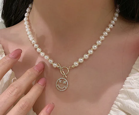 Heart-Shaped Faux Pearl Beads Necklace (One Piece) - Image 3