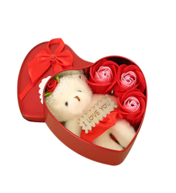 Heart-Shaped Soap Rose in Tin Box - Creative Gift - Image 2