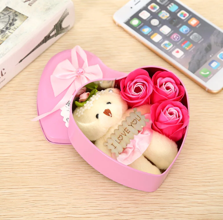 Heart-Shaped Soap Rose in Tin Box - Creative Gift - Image 3