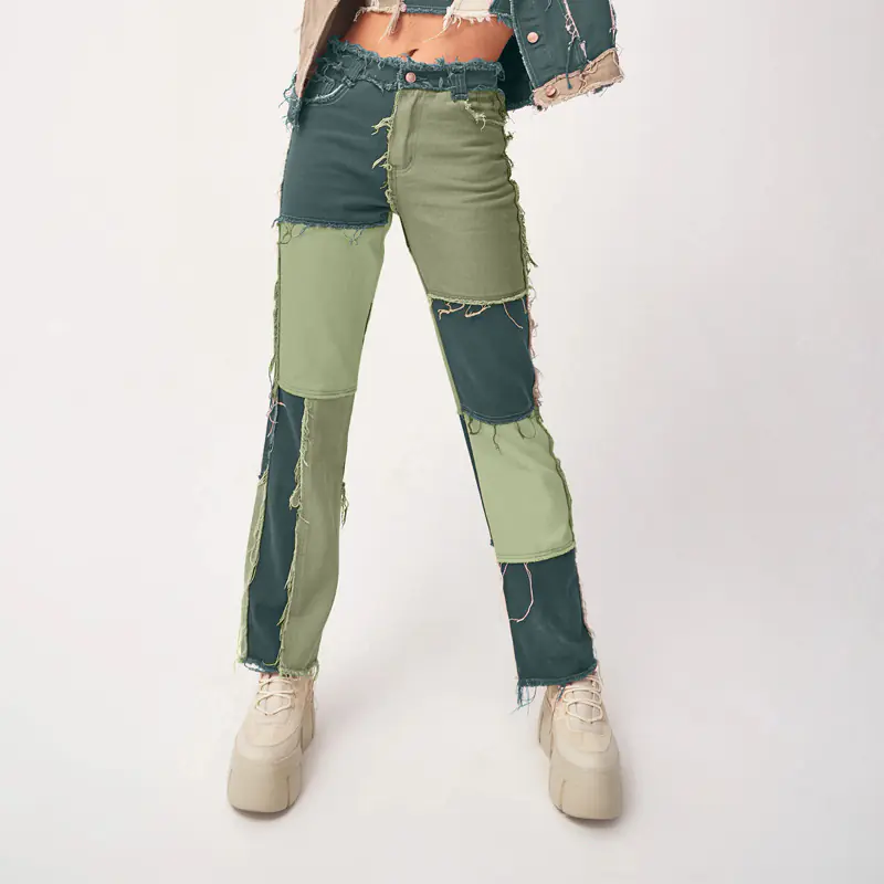 High Elastic Raw Edge Women's Straight-Leg Jeans - Image 16