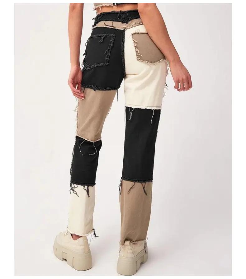 High Elastic Raw Edge Women's Straight-Leg Jeans - Image 5