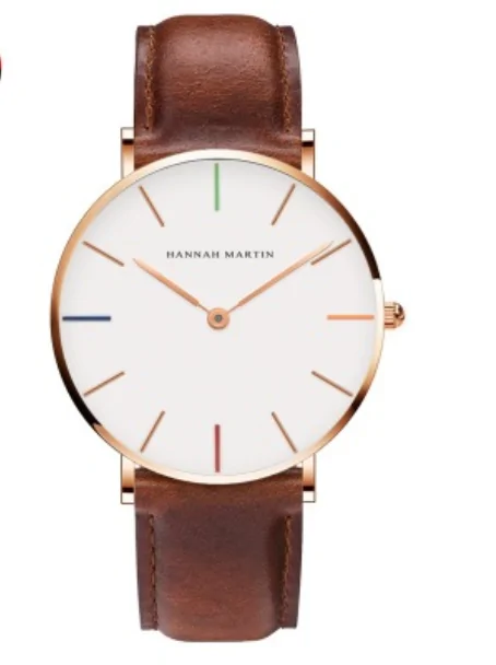 High-Quality Rose Gold Dial Leather Watch - Image 2