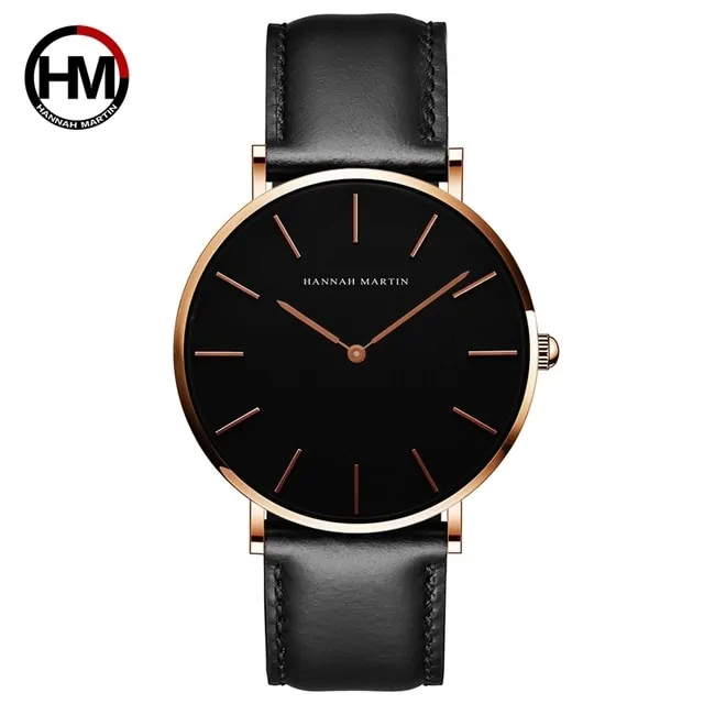 High-Quality Rose Gold Dial Leather Watch - Image 4