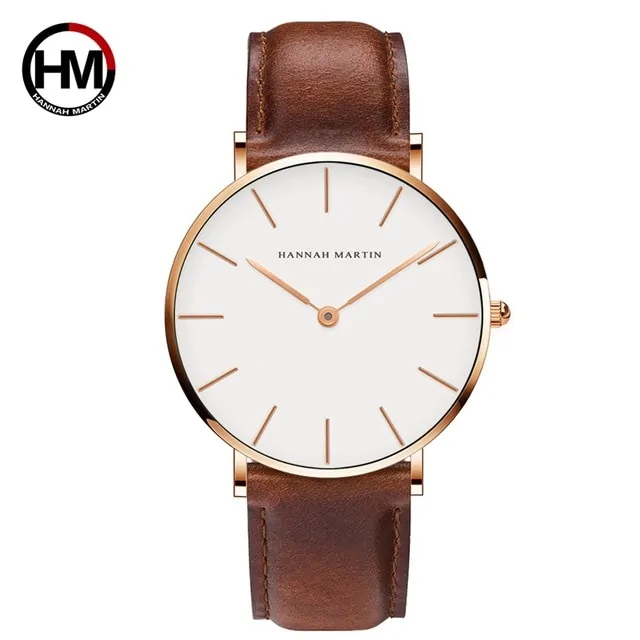 High-Quality Rose Gold Dial Leather Watch - Image 5