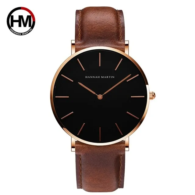 High-Quality Rose Gold Dial Leather Watch - Image 6