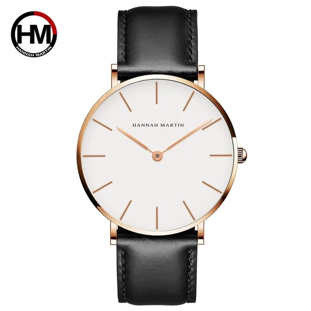 High-Quality Rose Gold Dial Leather Watch - Image 7