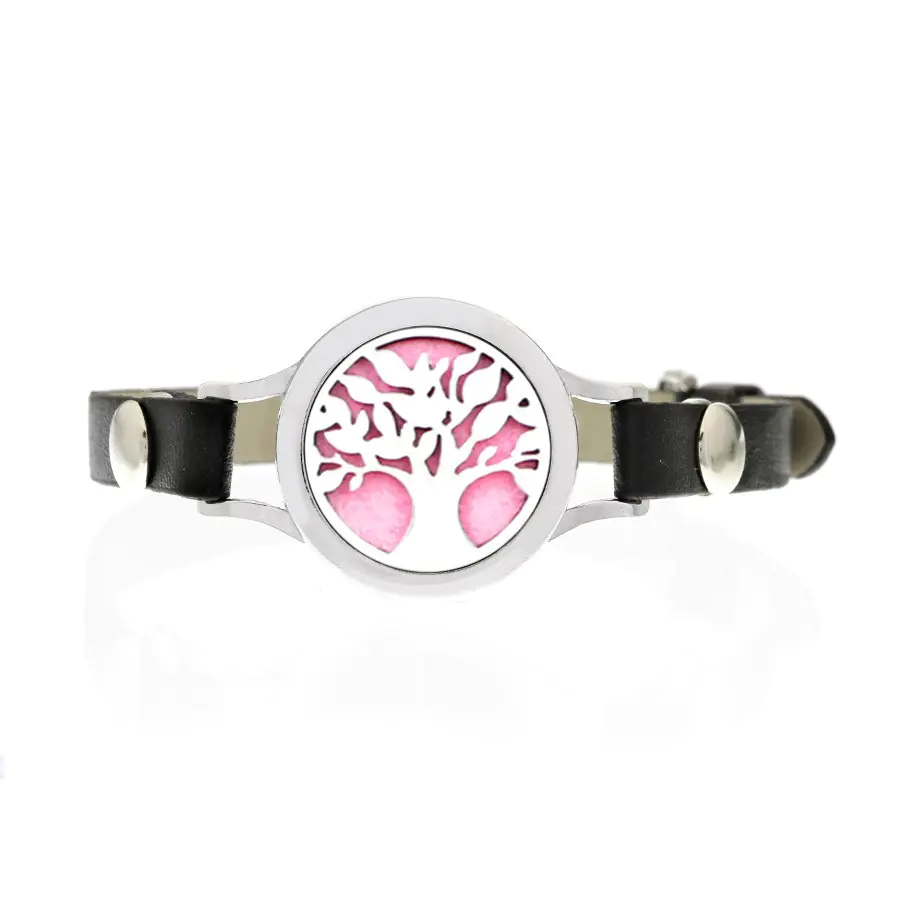 Hollow Knob Essential Oil Diffuser Bracelet with Leather Band - Image 6