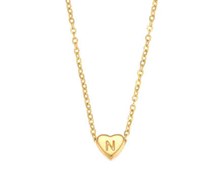 Initial Love Necklace - 18K Gold Plated Heart Pendant (One) - Image 19