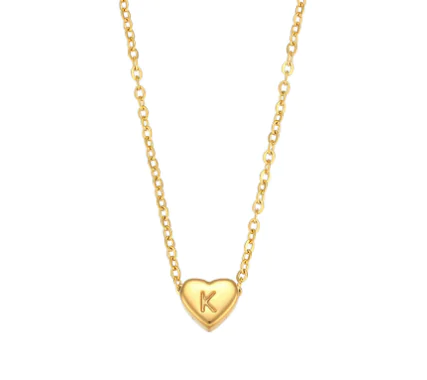 Initial Love Necklace - 18K Gold Plated Heart Pendant (One) - Image 24