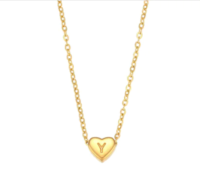 Initial Love Necklace - 18K Gold Plated Heart Pendant (One) - Image 25
