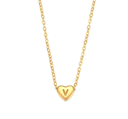 Initial Love Necklace - 18K Gold Plated Heart Pendant (One) - Image 3