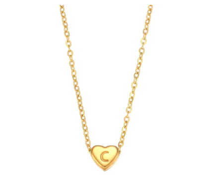 Initial Love Necklace - 18K Gold Plated Heart Pendant (One) - Image 5