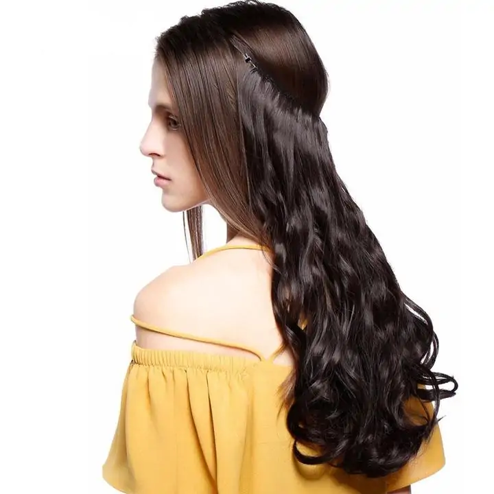 Invisible No Clips Hair Extensions-MEDIUM BROWN ROUNDED - Image 3