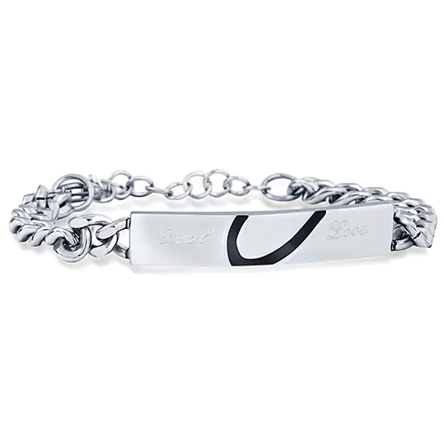 Korean Style Puzzle Heart Couple Bracelet in Rose Gold - Image 5