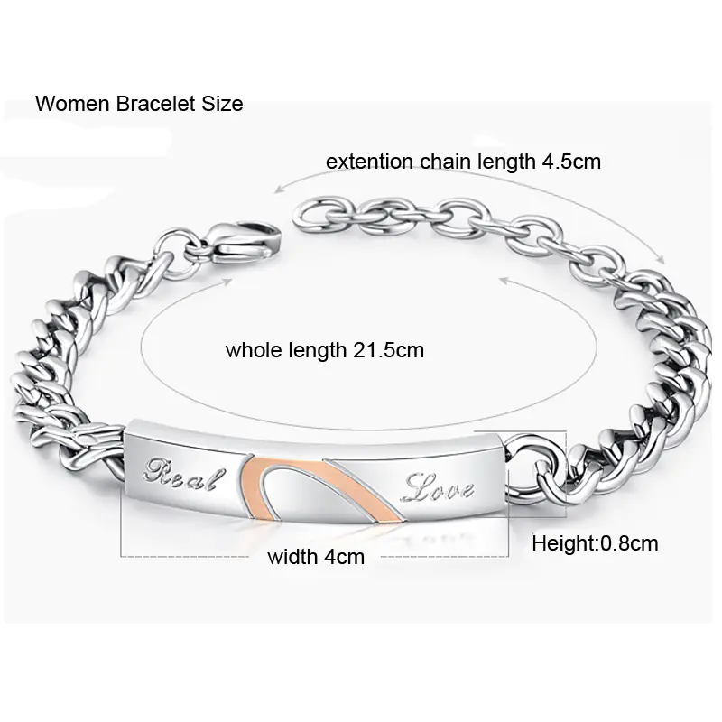 Korean Style Puzzle Heart Couple Bracelet in Rose Gold - Image 6