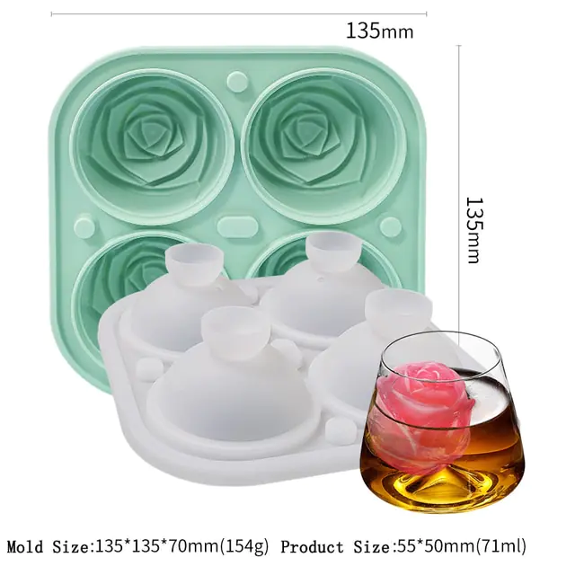 Large 3D Rose Ice Molds:Make 4 Giant Flower-Shaped Ice Cubes - Image 10