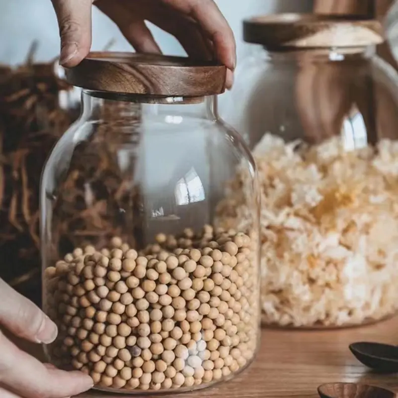 Large-Capacity Glass Jar with Wooden Lid - Image 4