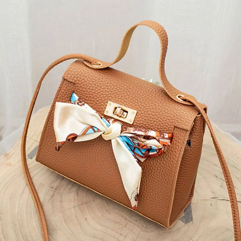 Leather Handbag With Scarf - Image 6