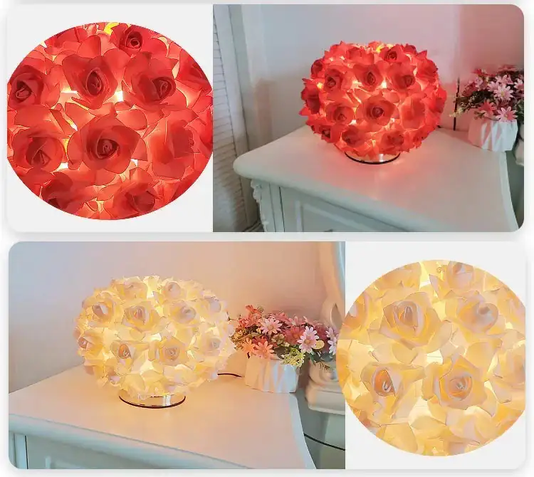 LED Table Lamp Rose Flower Bonsai Tree Night Lights Garland - Image 3