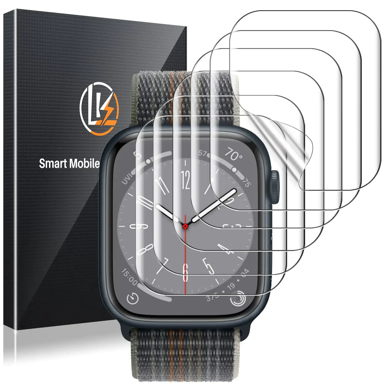 LK 6 Pack for Apple Watch 41mm / 40mm Screen Protector (Series 8 & 7 & 6) [Upgrade Flexible Film] Self-Healing, Ultra-thin Screen protector for Apple Watch 41mm, Touch Sensitive, Bubble Free - Image 2