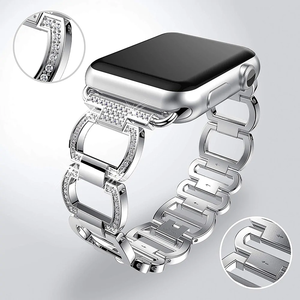 Luxury Metal Diamond Bracelet for Apple Watch - Image 2