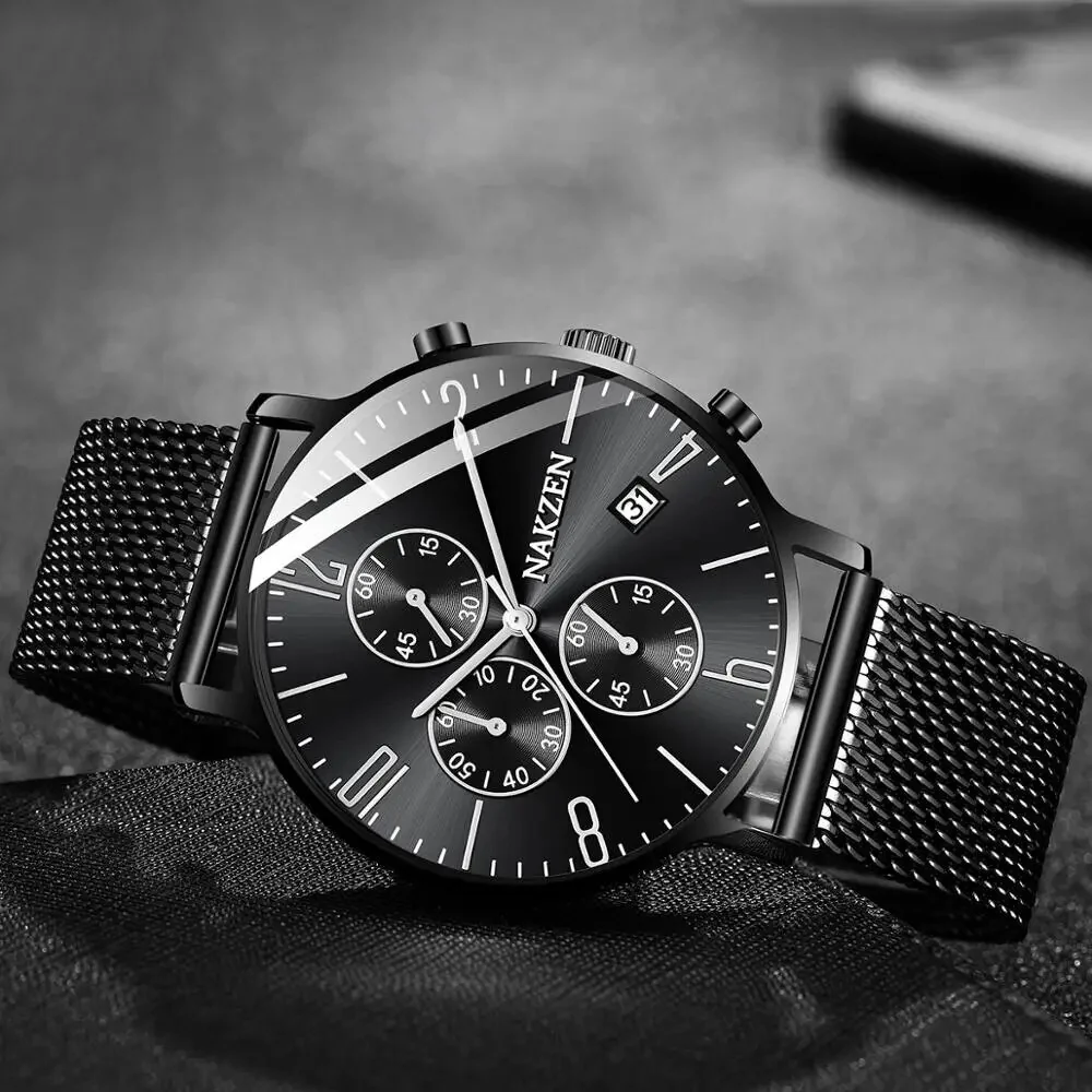 Luxury Quartz Watches Men Brand NAKZEN Men's Business Sport Watch Waterproof Chronograph Wristwatches Relogio Masculino - Image 3