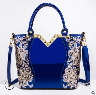 Luxury Sequin Embroidery Women's Patent Leather Handbag - Image 13
