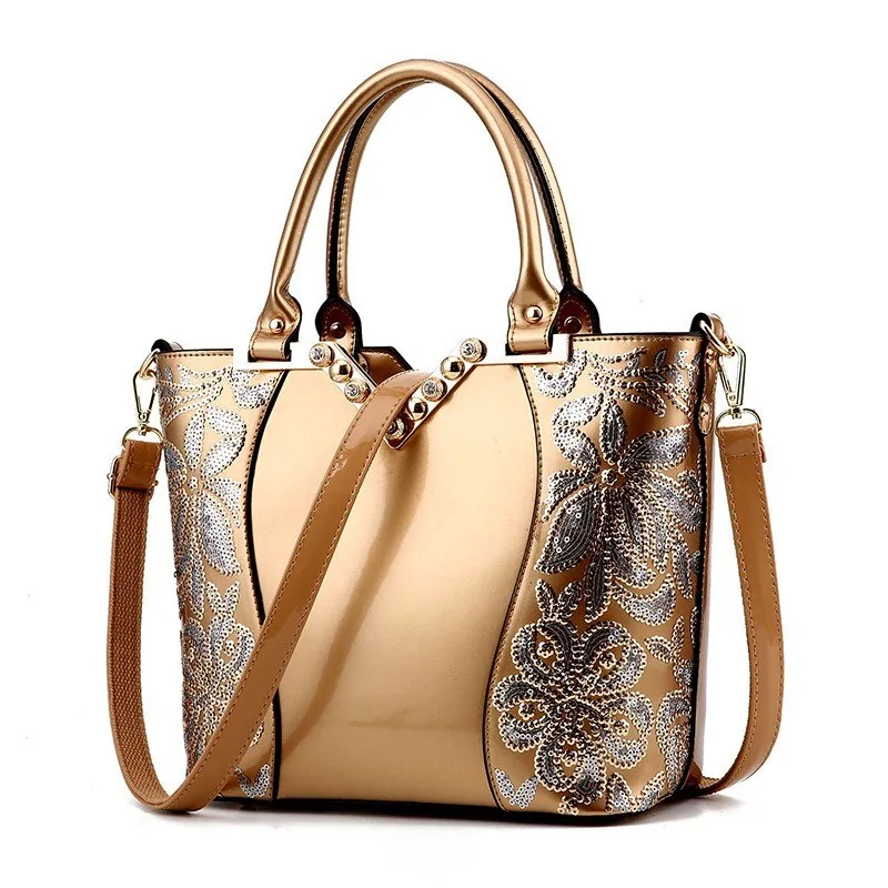 Luxury Sequin Embroidery Women's Patent Leather Handbag - Image 14