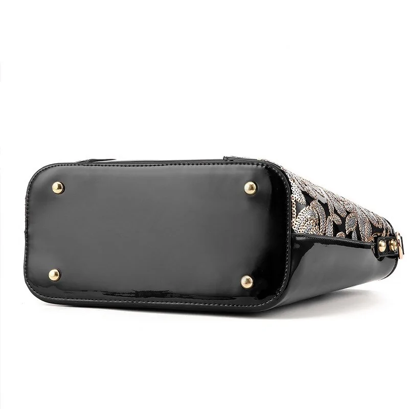 Luxury Sequin Embroidery Women's Patent Leather Handbag - Image 4