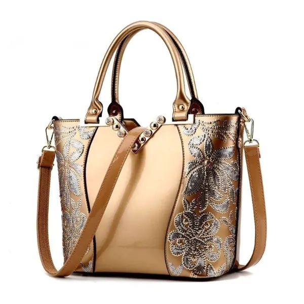 Luxury Sequin Embroidery Women's Patent Leather Handbag - Image 7