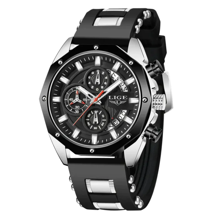 Luxury Silicone Sport Chronograph Men's Watch - Image 2