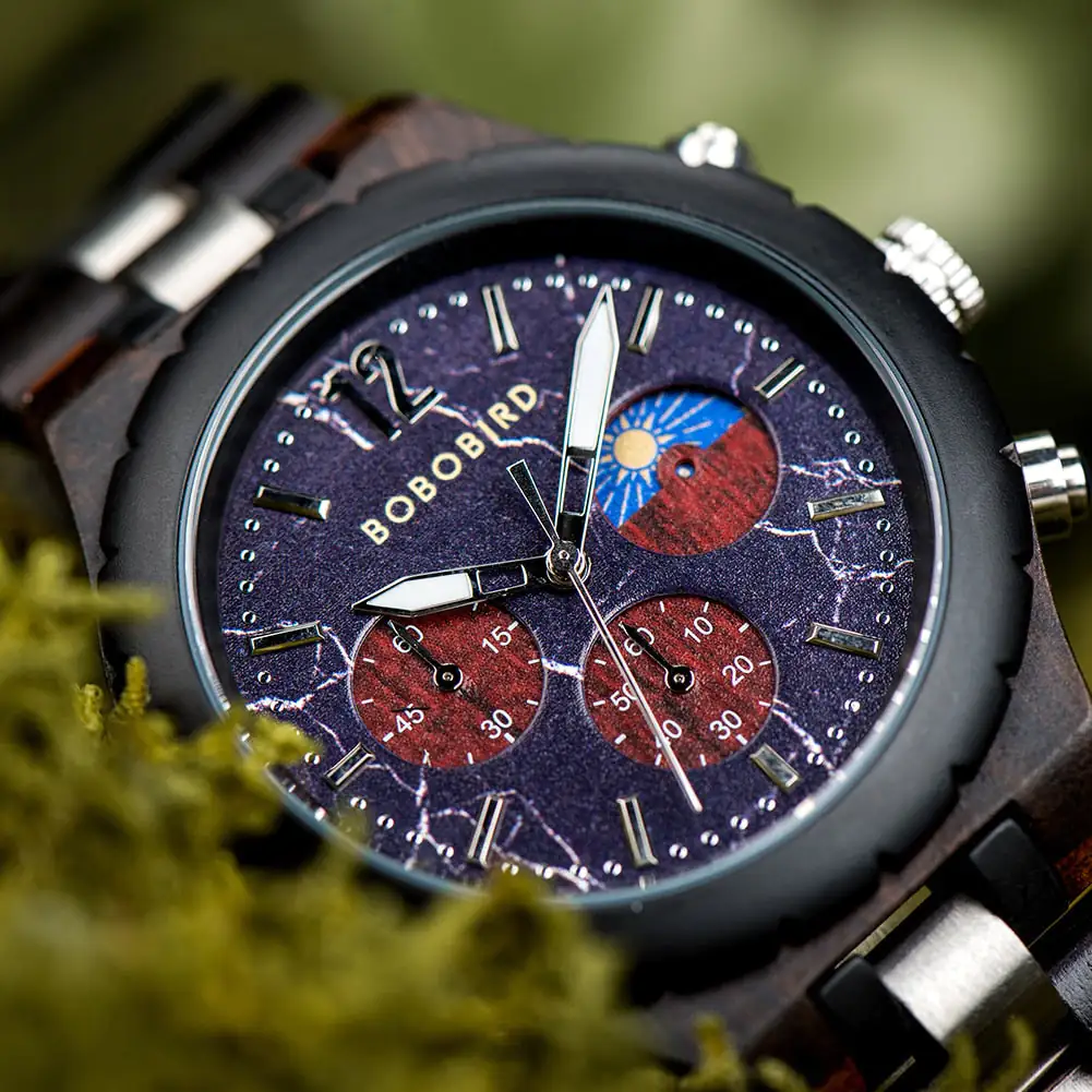 Luxury Wooden Chronograph Watch for Men - Image 4