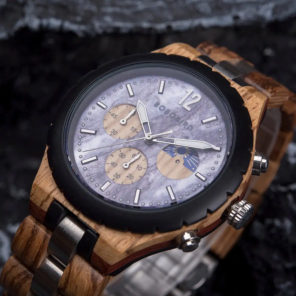 Luxury Wooden Chronograph Watch for Men - Image 5