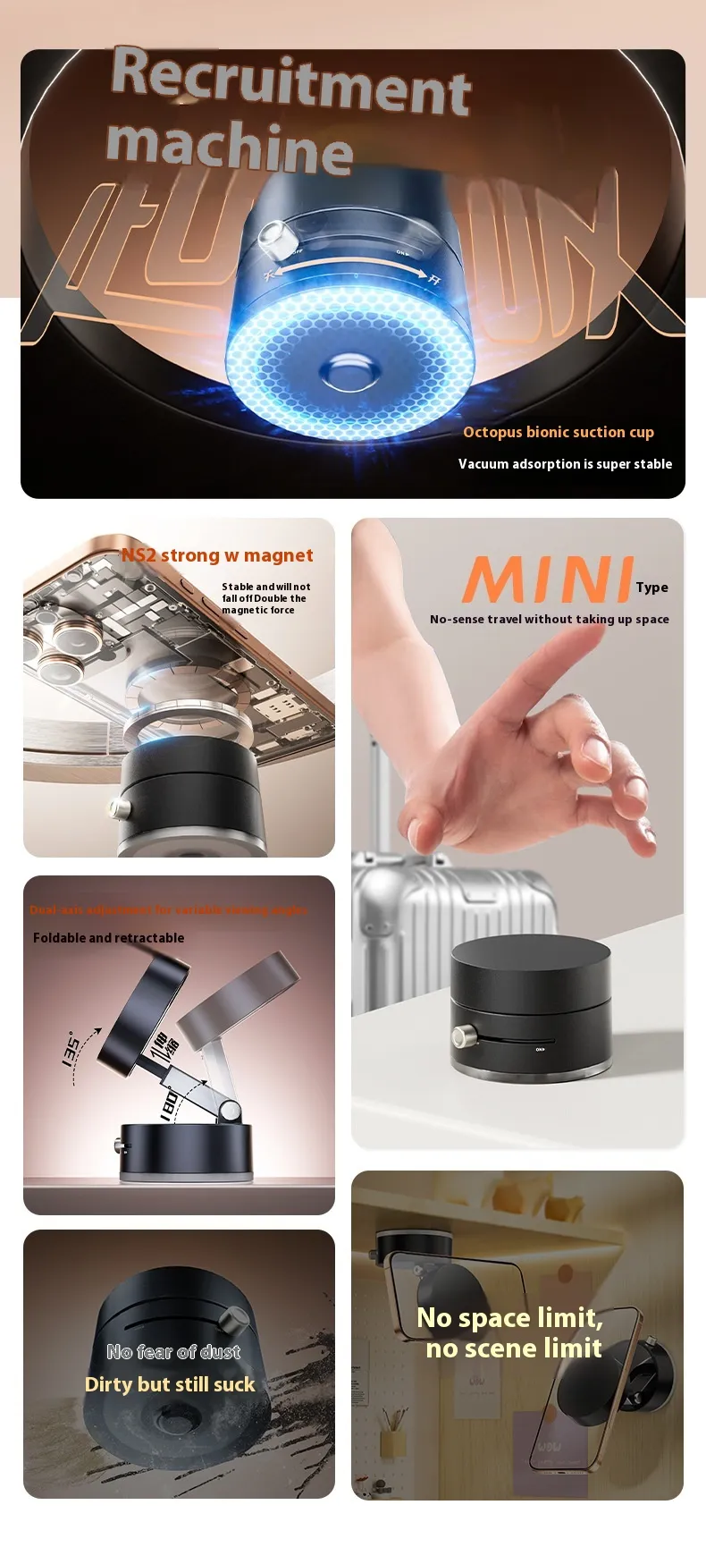 Magnetic Foldable Phone Holder with Suction Cup - Image 7