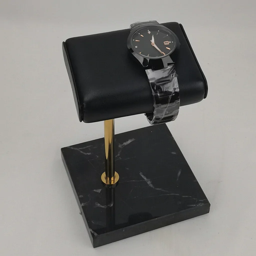 Marble and PU Leather Watch Holder Stand e - Image 3