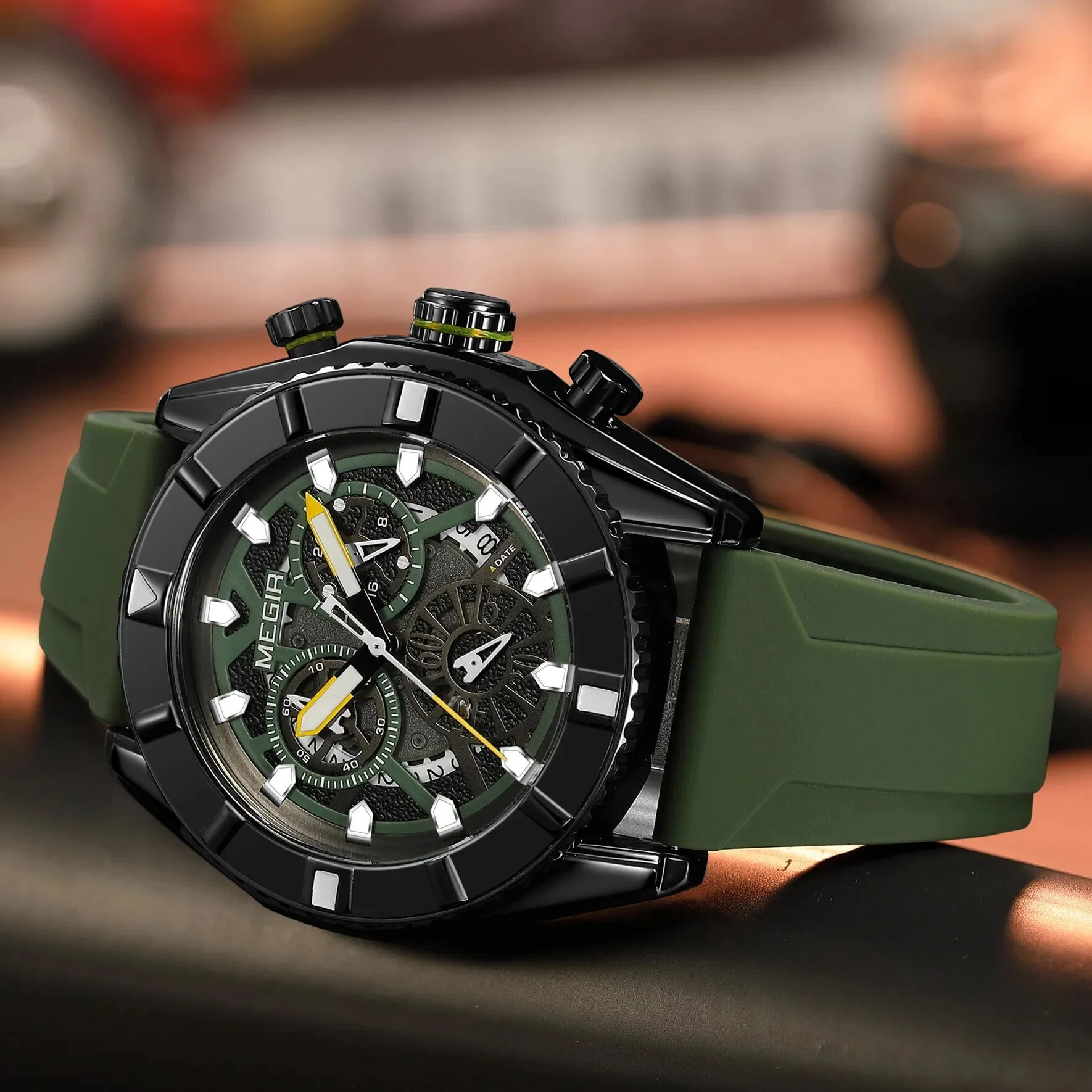 MEGIR Big Dial Watches Men Quartz Military Watch Silicone Strap Sport Watch Waterproof Clock Male Chronograph Relogio Masculino - Image 2