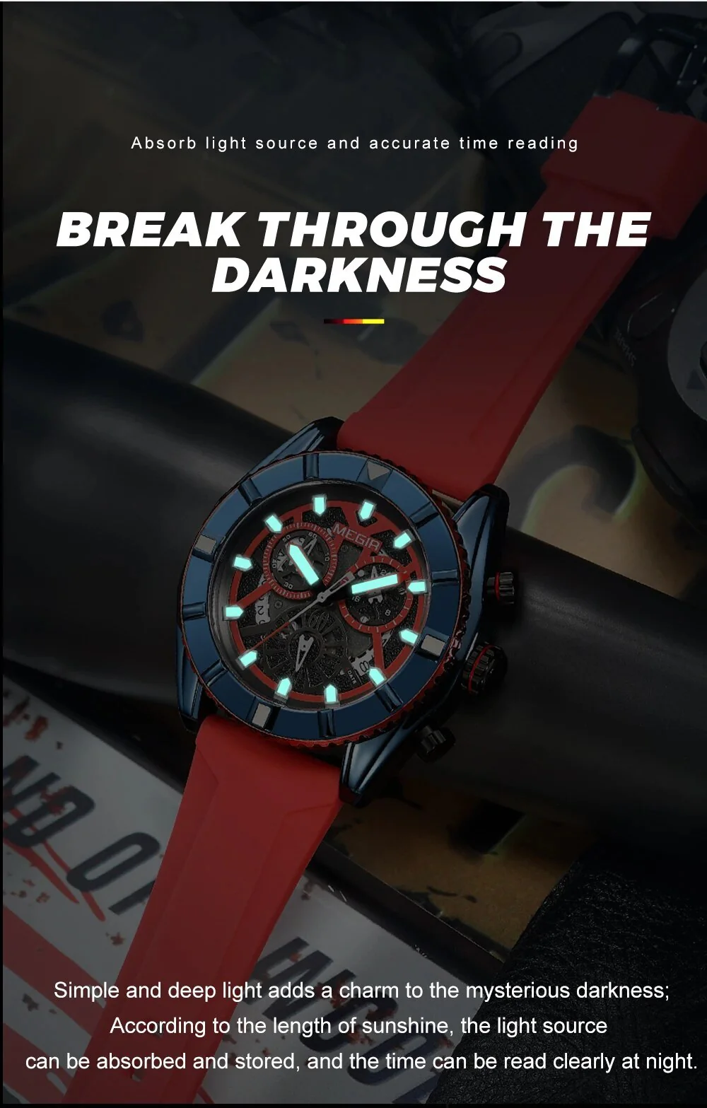 MEGIR Big Dial Watches Men Quartz Military Watch Silicone Strap Sport Watch Waterproof Clock Male Chronograph Relogio Masculino - Image 6