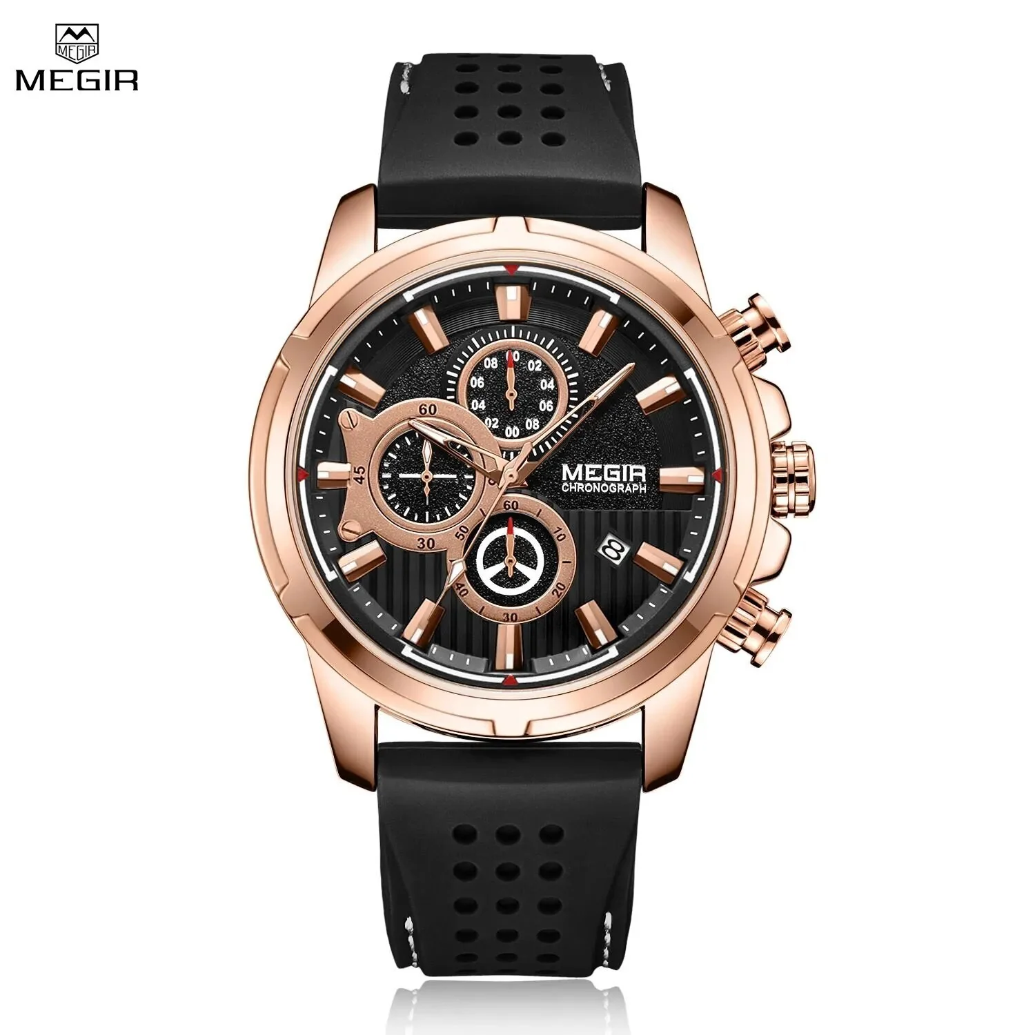 MEGIR Brand Luxury Sport Quartz Watch Silicone Chronograph Men Wristwatches Waterproof Male Calendar Clock Wrist Watch 2101