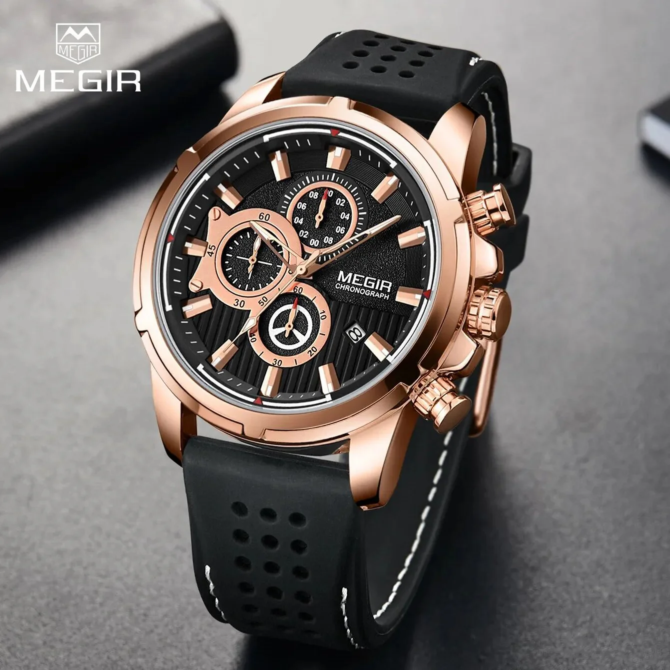 MEGIR Brand Luxury Sport Quartz Watch Silicone Chronograph Men Wristwatches Waterproof Male Calendar Clock Wrist Watch 2101 - Image 2