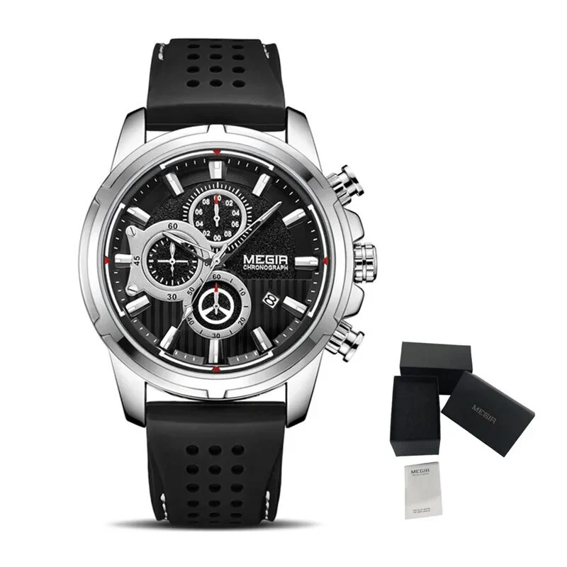 MEGIR Brand Luxury Sport Quartz Watch Silicone Chronograph Men Wristwatches Waterproof Male Calendar Clock Wrist Watch 2101 - Image 7