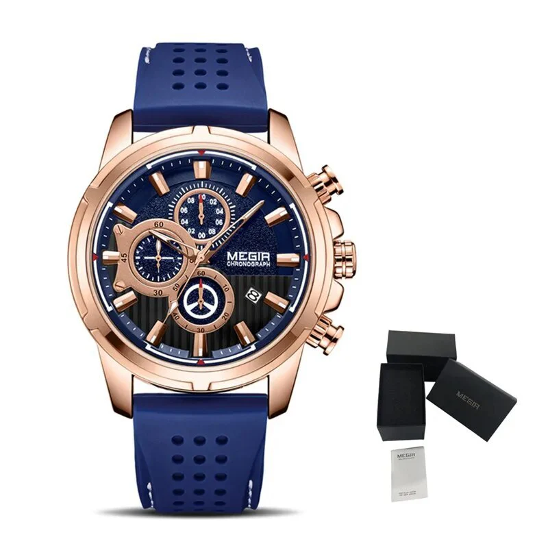 MEGIR Brand Luxury Sport Quartz Watch Silicone Chronograph Men Wristwatches Waterproof Male Calendar Clock Wrist Watch 2101 - Image 8