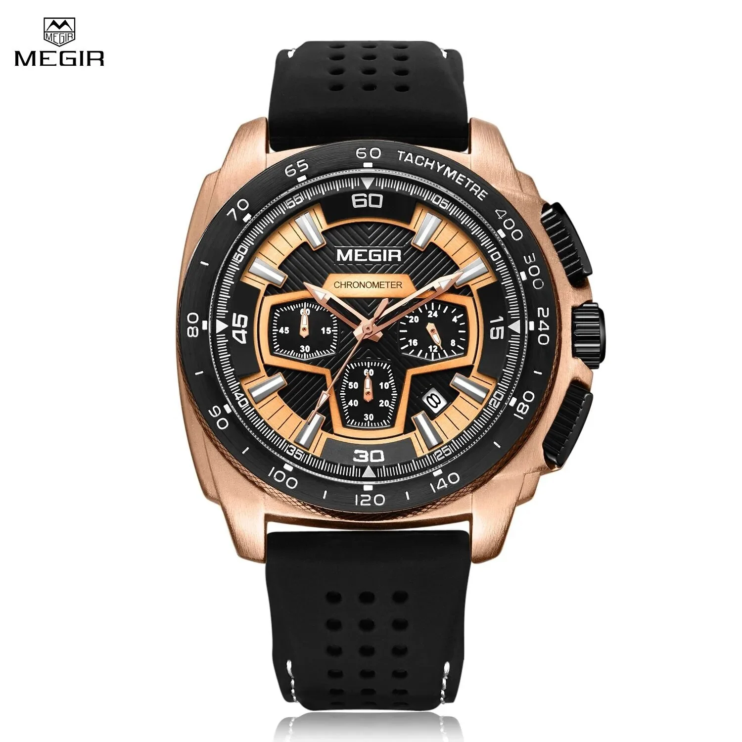 MEGIR Chronograph Men Sport Watch Fashion Silicone Army Military Watches Relogio Masculino Quartz Wrist Watch Clock Men 2056 - Image 2