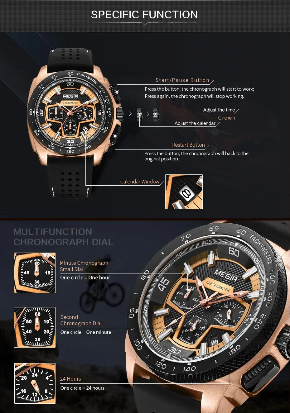 MEGIR Chronograph Men Sport Watch Fashion Silicone Army Military Watches Relogio Masculino Quartz Wrist Watch Clock Men 2056 - Image 6