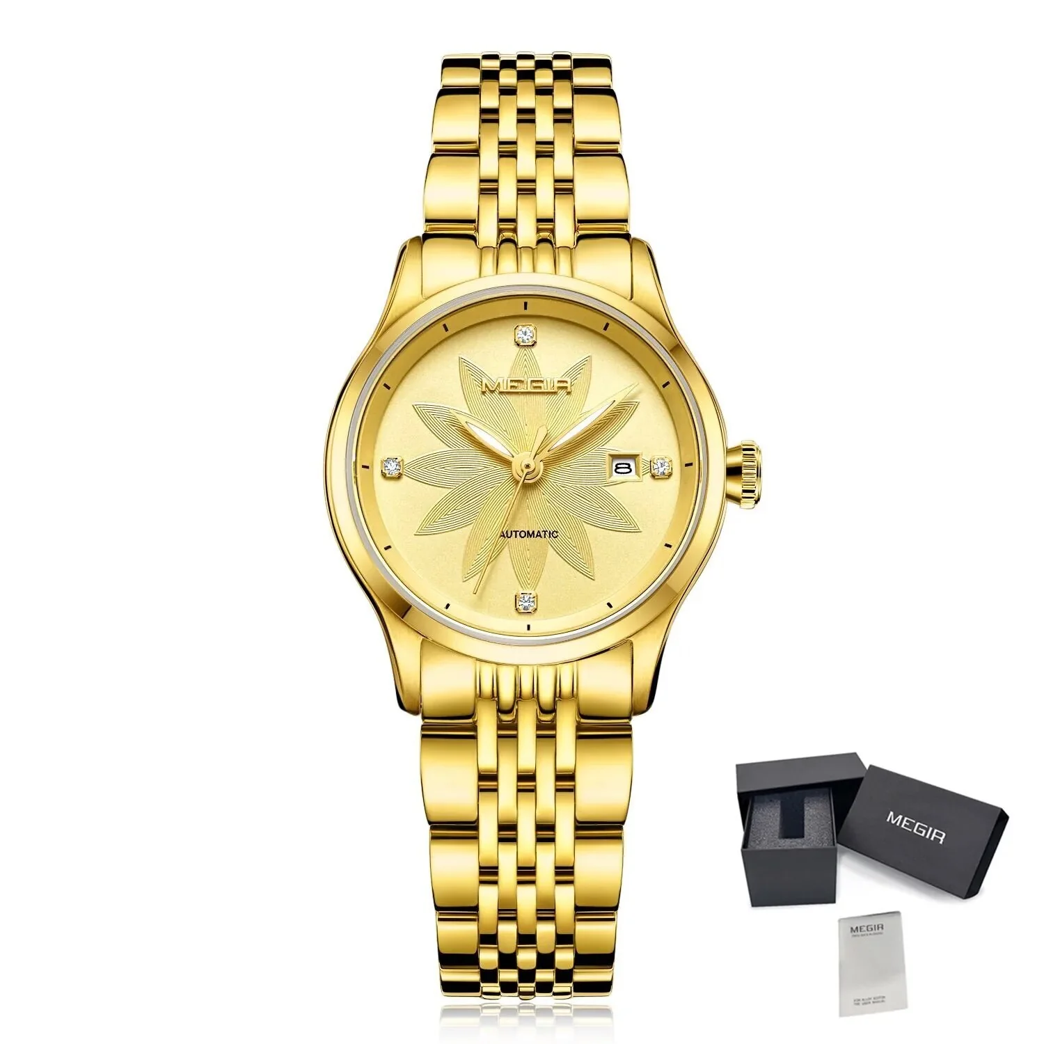 MEGIR Fashion Business Casual Watch for Women Sapphire Automatic Mechanical Wrist Watch Ladies Stainless Steel Female Date Clock - Image 7