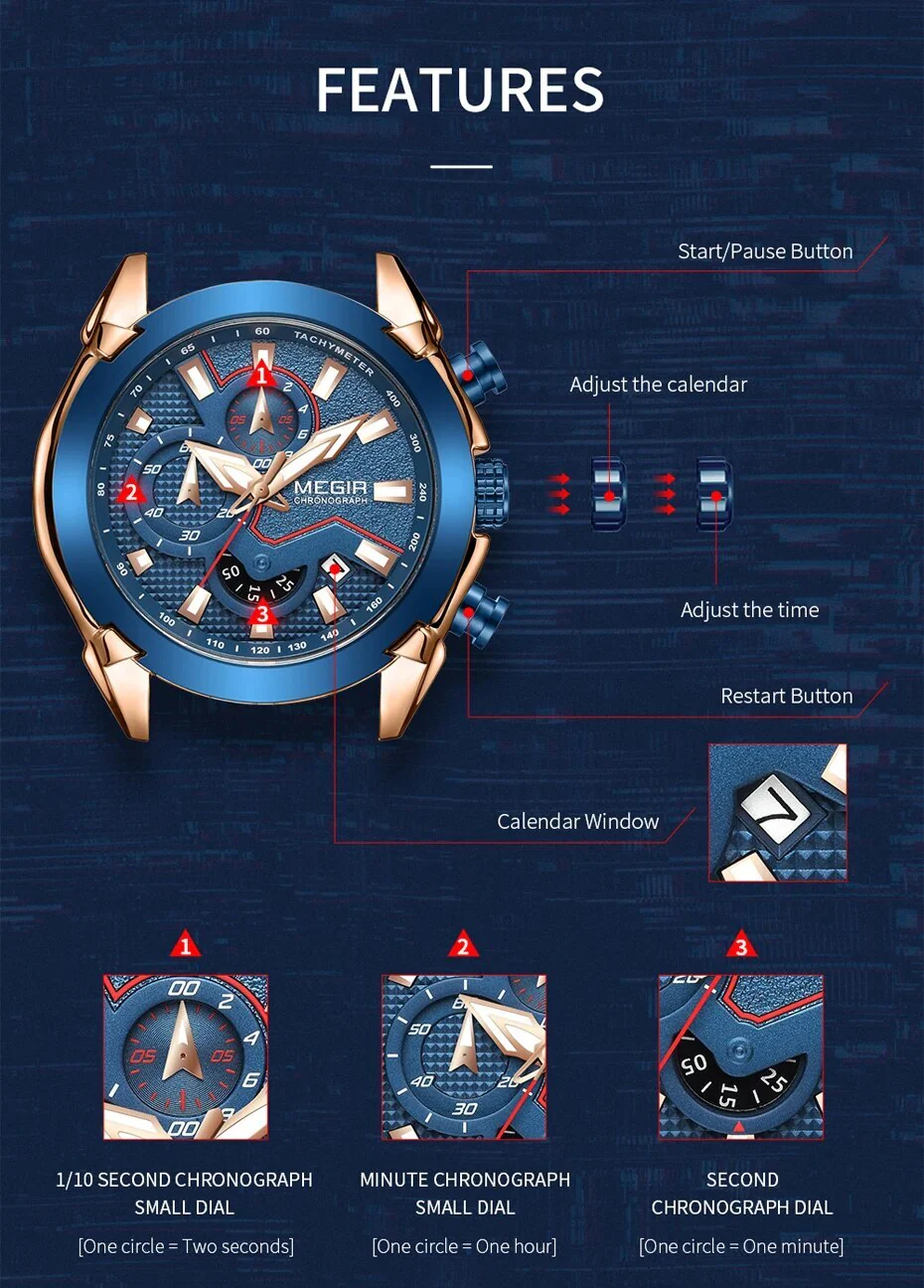 MEGIR Fashion Men Watches Luxury Business Watch for Men Stainless Steel Quartz Wrist Watch Calendar Date Clock Reloj Hombre 2065 - Image 4